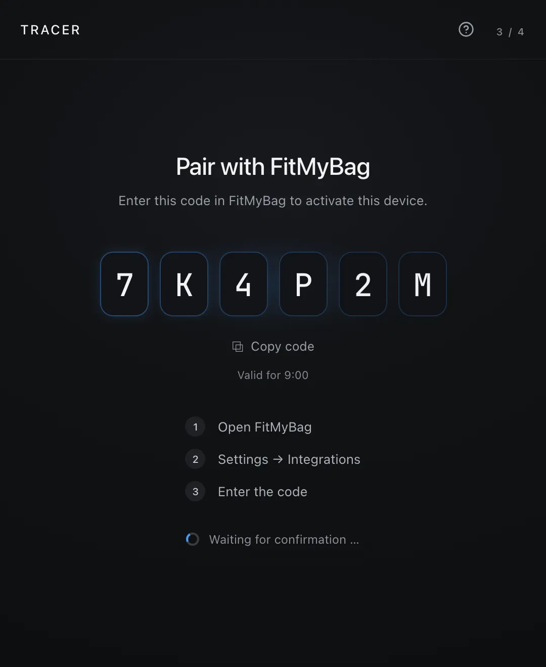 Pairing with a six-character code